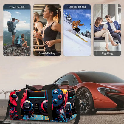 Classic Popular game controller 3D Print Large Capacity Travel Bags Barrel Shape Crossbody Bag Outdoor Sports Bags Gym Yoga Bag