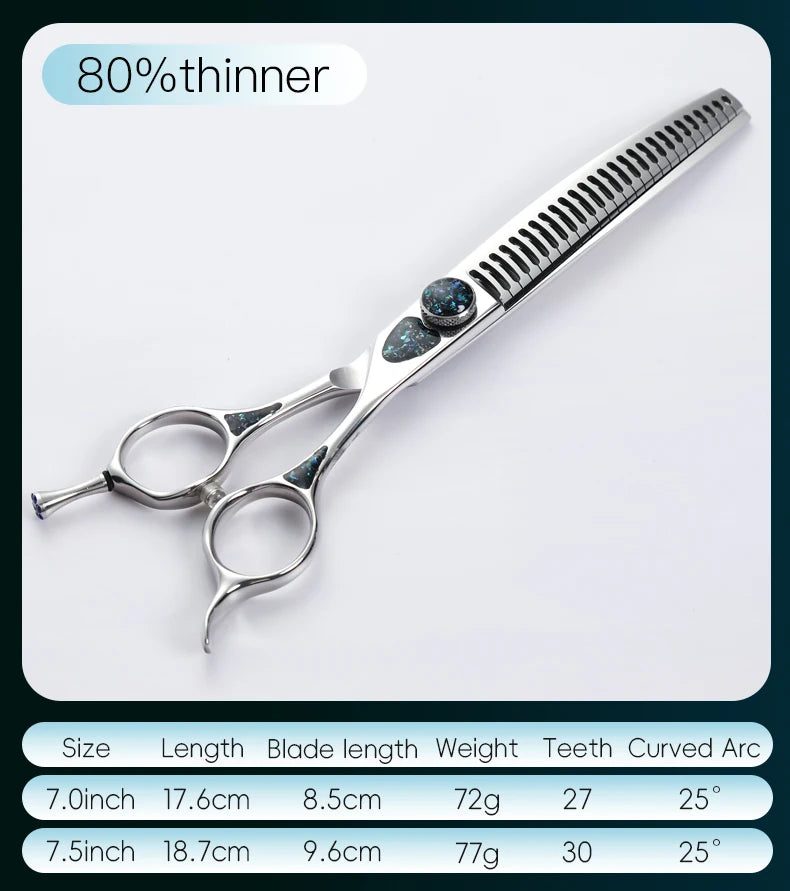Fenice King Series 7/7.5Inch VG10 Shell Bearing Screws Dog Trimming Grooming Straight Curved Thinner Chunker Pet Scissors Tools