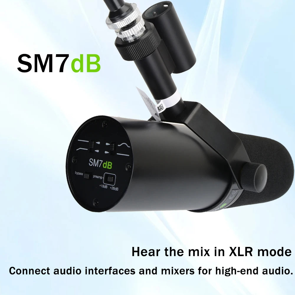 SM7DB 7DB professional dynamic microphone - podcast Mic, compatible with 48V phantom power supply 18-28db built-in preamplifier