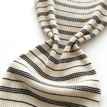 Women's Black White Striped Spaghetti Strap Sundress Elastic Ribbed Knit Bodycon Mini Dress Casual Summer Sexy Party Dress