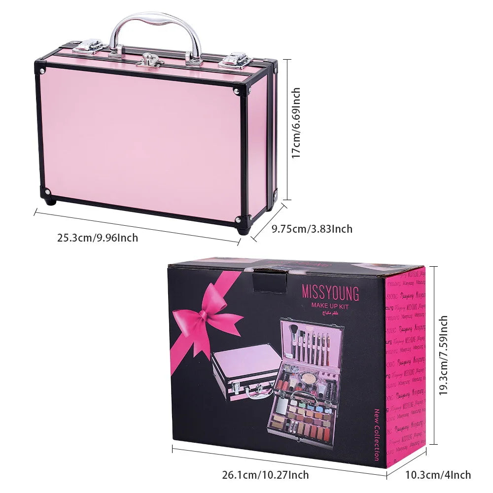 Professional Beginner Travel Portable Makeup Set Box Suitcase Kit Lipstick Brushes Nail Polish Set For Make up Eyeshadow Palette