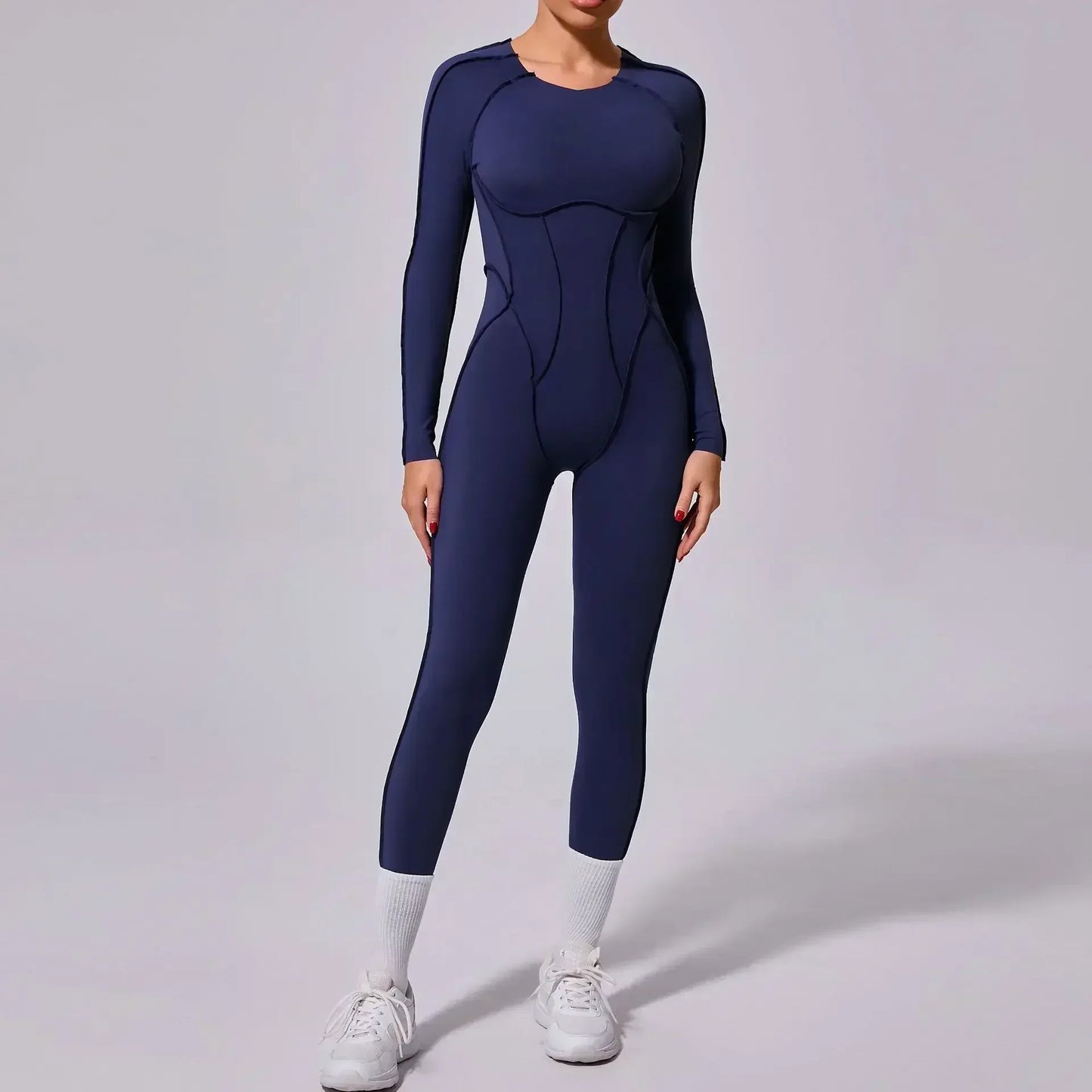 Yoga Sports Fitness Jumpsuits Sets Pants Women's Hip-lifting One-piece Open Back Long-sleeved Outdoors Workout Gym Yoga Bodysuit
