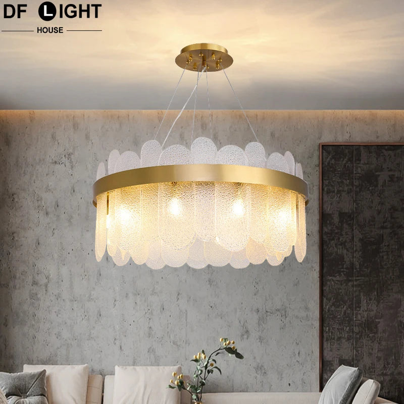 Modern Luxury Lustre Crystal Chandelier Living Room Ceiling Lights Dining Room LED Chandeliers Villa Gold Crystal Pendant Lamp