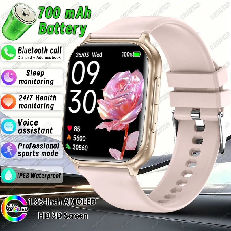 2026 New Smartwatch Women Sports Fitness Track IP68 Waterproof Built-in 24H Heart Rate Bluetooth Call Ladies Fashion Smartwatch