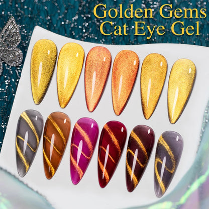 7.5ml Golden Light  Magnetic Gel Golden Gems Magnetic Gel Nail Polish Cat Nail Sparkling Glitter Semi Permanent Varnish