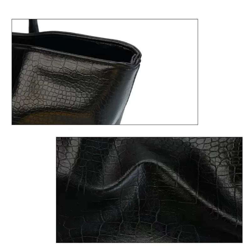 Luxury Vintage Crocodile-embossed Tote,women's Large-capacity Shoulder Handheld Bag,stylish Minimalist Casual Commuter Tote Bags