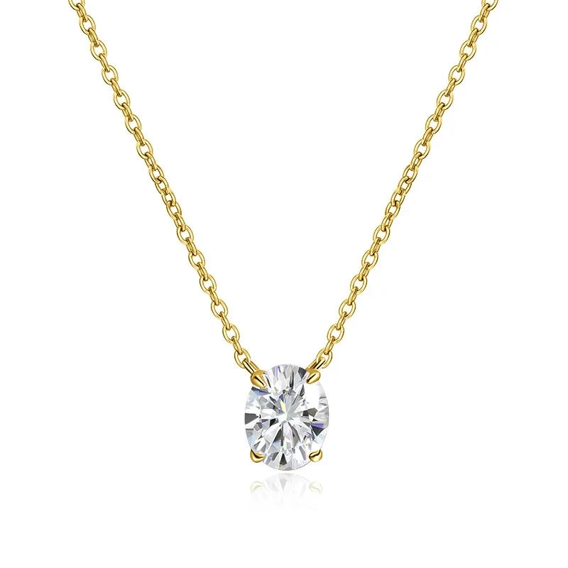 Certified 1/2/3CT Moissanite Necklace Oval Solitaire Pendant for Women 925 Sterling Silver Lab Diamond Charm Jewelry Gift FEOBUR