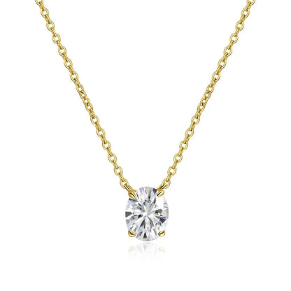 Certified 1/2/3CT Moissanite Necklace Oval Solitaire Pendant for Women 925 Sterling Silver Lab Diamond Charm Jewelry Gift FEOBUR
