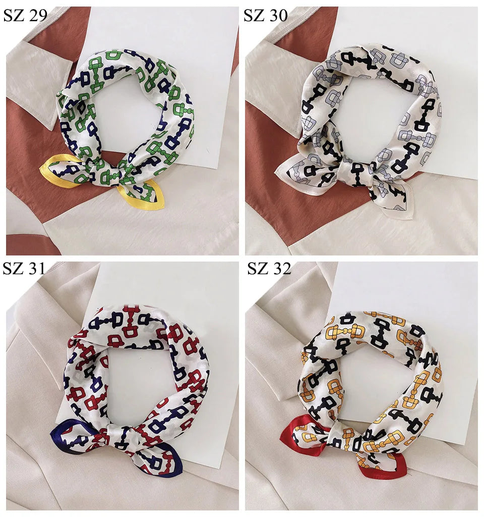 Silk Scarf For Bag Lady Neck Tie 100% Silk Scarf Luxury Brand Print Flower Stripe Plaid Dot Bandana Hair Tie Handkerchief Gifts