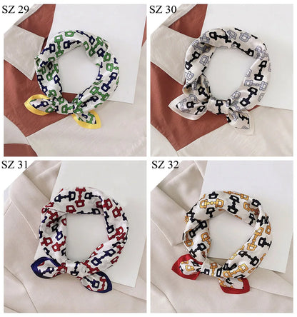 Silk Scarf For Bag Lady Neck Tie 100% Silk Scarf Luxury Brand Print Flower Stripe Plaid Dot Bandana Hair Tie Handkerchief Gifts