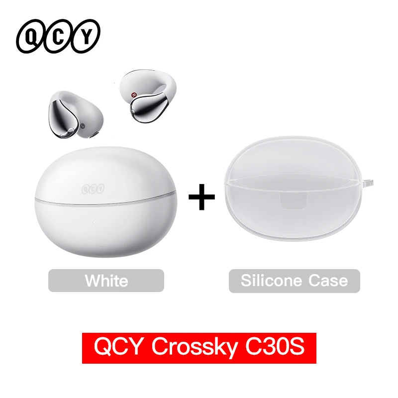QCY Crossky C30S Open Ear Wireless Earphones Hi-Res with LDAC Ear Clip Earbuds Bluetooth 6.0 Clip On OWS Sports Headphones 40Hrs