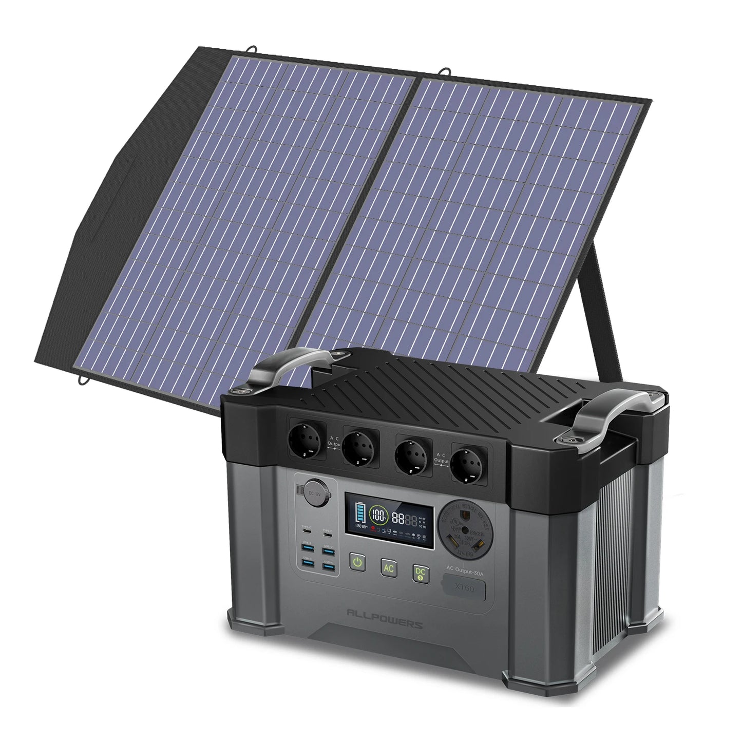 ALLPOWERS S2000 PRO Solar Generator 2400W Power Station & SP027 100W / SP033 200W Folable Solar Panels solar Charger for Camping