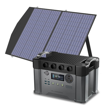 ALLPOWERS S2000 PRO Solar Generator 2400W Portable Power Station & SE100 100W Folable Solar Panels for Outdoor RV Camping Home