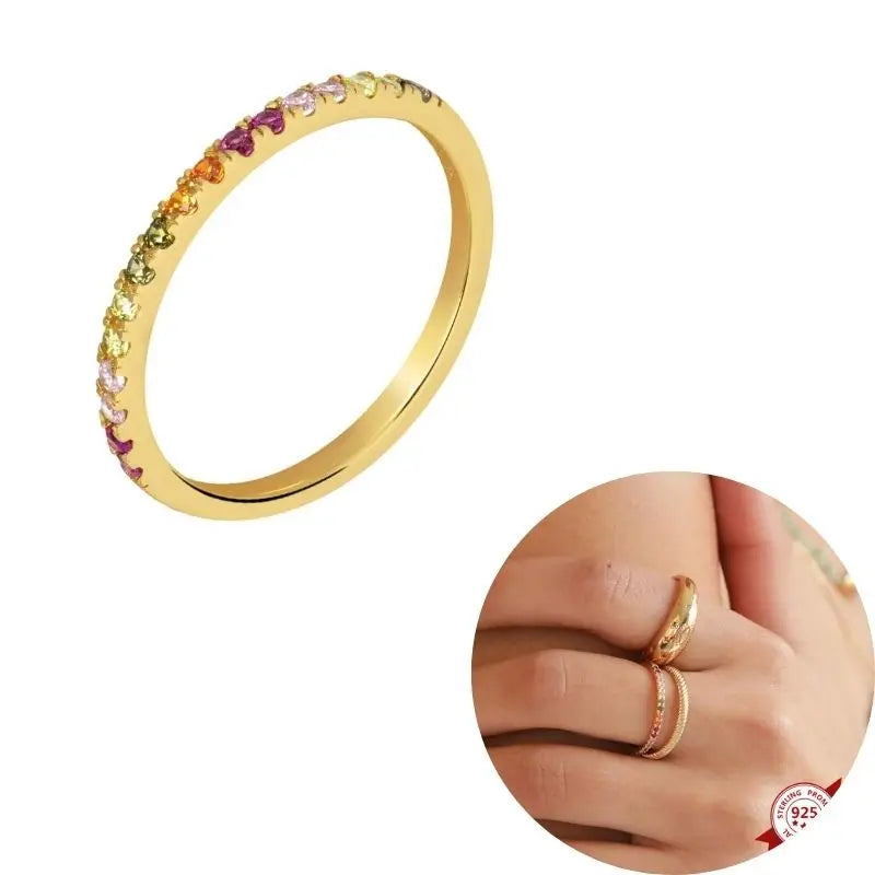 24K Gold Plated Colorful Crystal Gold Rings Turquoise Engagement Wedding Anniversary Ring Light Luxury Fashion Jewelry Gifts A40