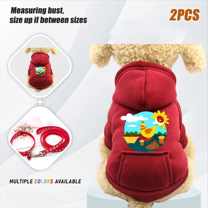 2pcs Winter Dog Hoodies Sweatshirt Jacket Warm Fashion Pet Coat Chihuahuas Bulldog Costume Puppy Pet Autumn