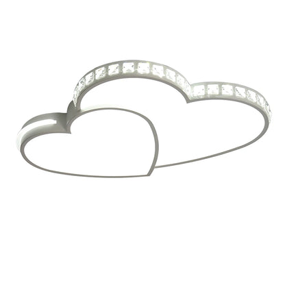 Modern Heart Shaped Ceiling Lights Crystal LED Flush Mount Lamp Cartoon Children's Room Living Room Bedroom Lamp Fixture