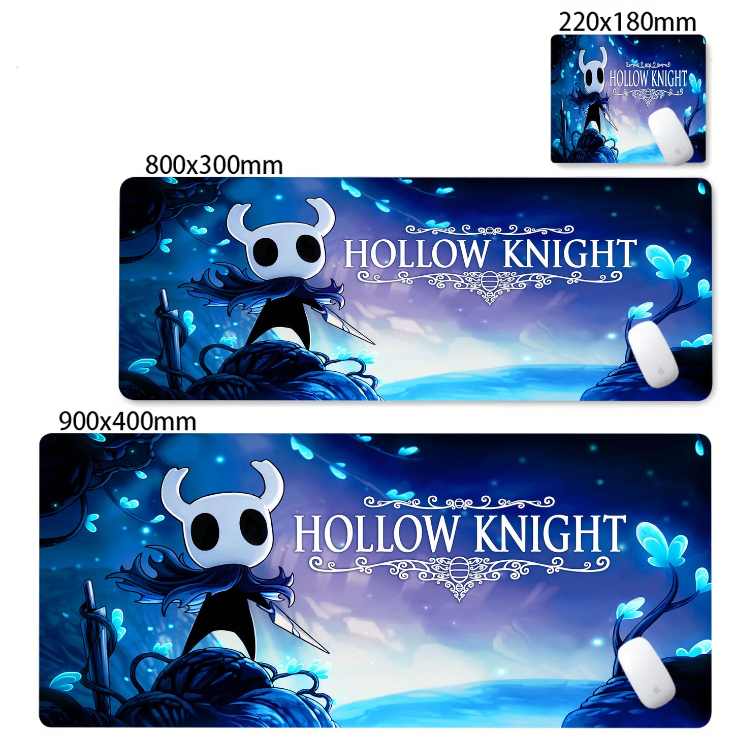 Gaming Mouse Pad Black And White Rubber Office Computer Mouse Mat Hollow Knight Anime Big Mousepad Gamers Desk Keyboard Mats