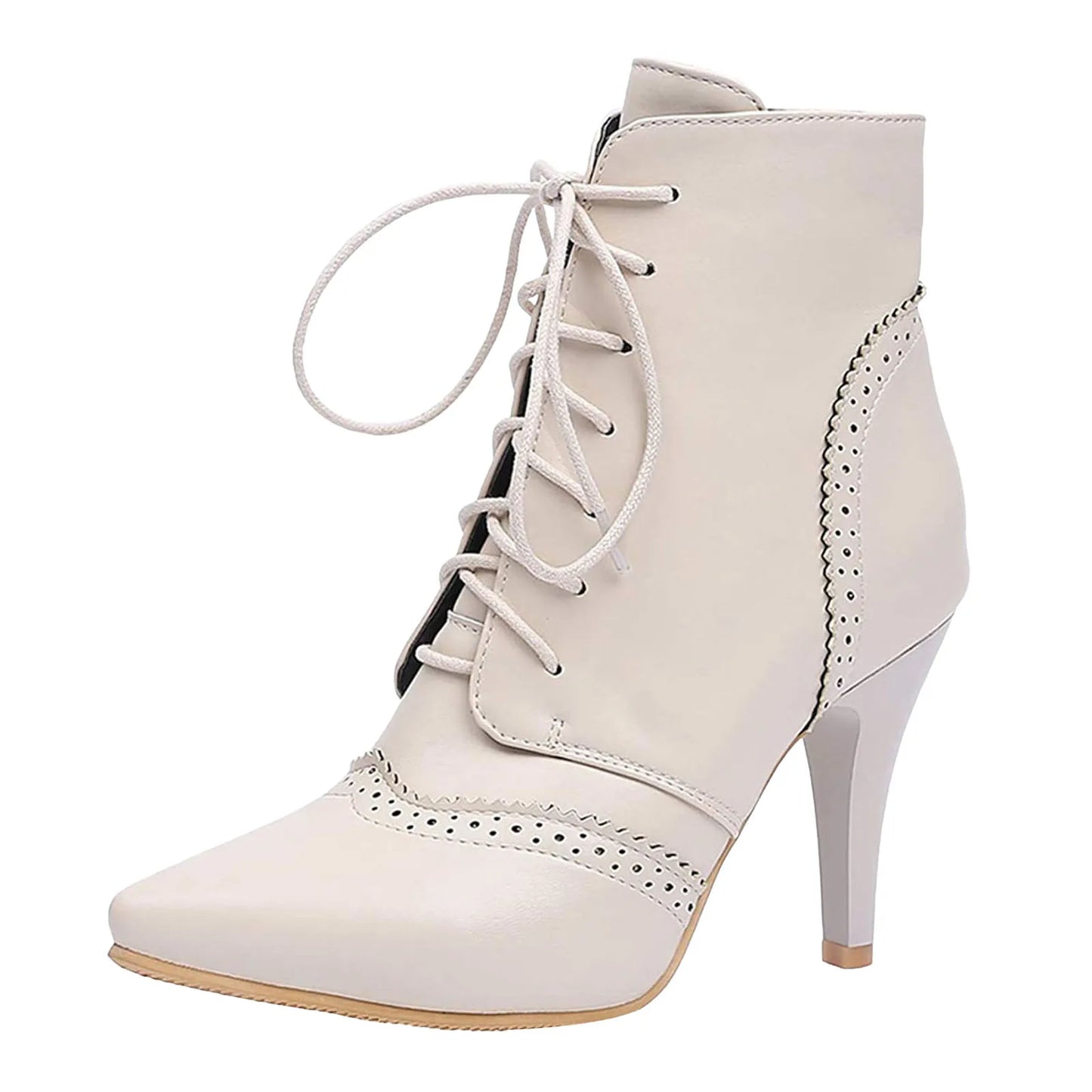 Women's Leather High Boots Fashionable Casual Lace Up Outdoor Wear Solid Color Stiletto High Heels Clear High Heels for Women