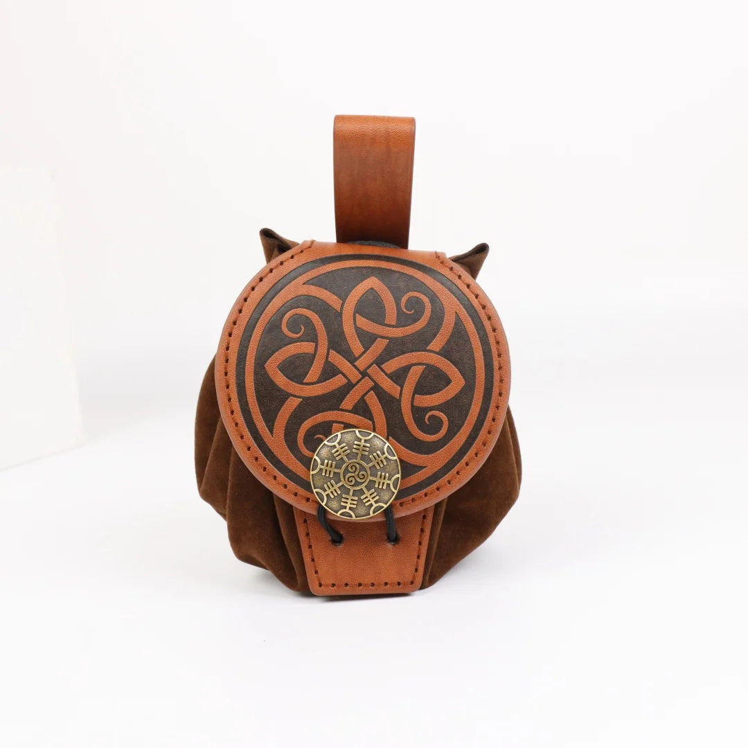 Medieval Viking Money Pouch Bag Cosplay Hangable Belt Waist Bag Unisex Leather Drawstring Bag Coin Purse Party Accessories Prop