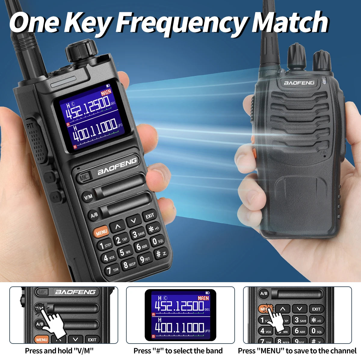 Baofeng UV-26 Walkie Talkie 10W Multi Band Wireless Copy Frequency High Power 999 Channels NOAA with Type-C Charger Ham Radio