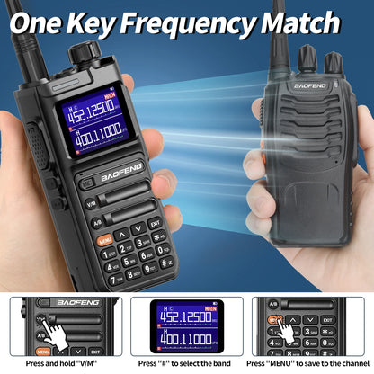 Baofeng UV-26 Walkie Talkie 10W Multi Band Wireless Copy Frequency High Power 999 Channels NOAA with Type-C Charger Ham Radio