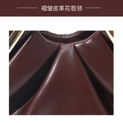 Cross-border New Soft Leather Cloud Bag Niche Pleated Luxury Dinner  Versatile Women Underarm Shoulder Crossbody Daily Handbag