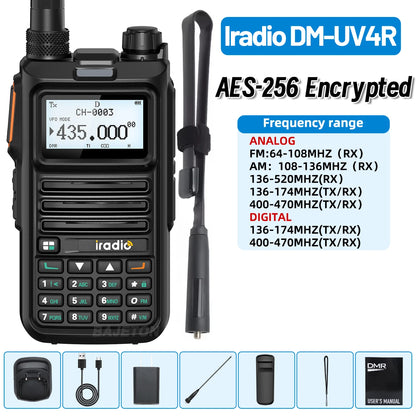 Iradio DM-UV4R DMR Walkie Talkie Dual Mode Dual Time Slot AES-256 Encryption Digital Analog SMS NOAA For RT-4D Ham Radio