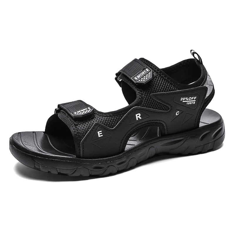 Mens Sandals Classic Black Comfortable Barefoot Outdoor Casual Beach Shoes Anti Slip Speed Drying Summer Walking Sandals Men
