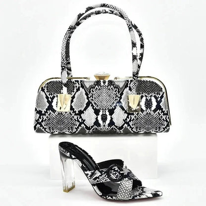 2025 Italian Shoes and Bags Set Decorated with Rhinestone Buckle Heel Women Shoes African Shoes with Matching Bags High Quality