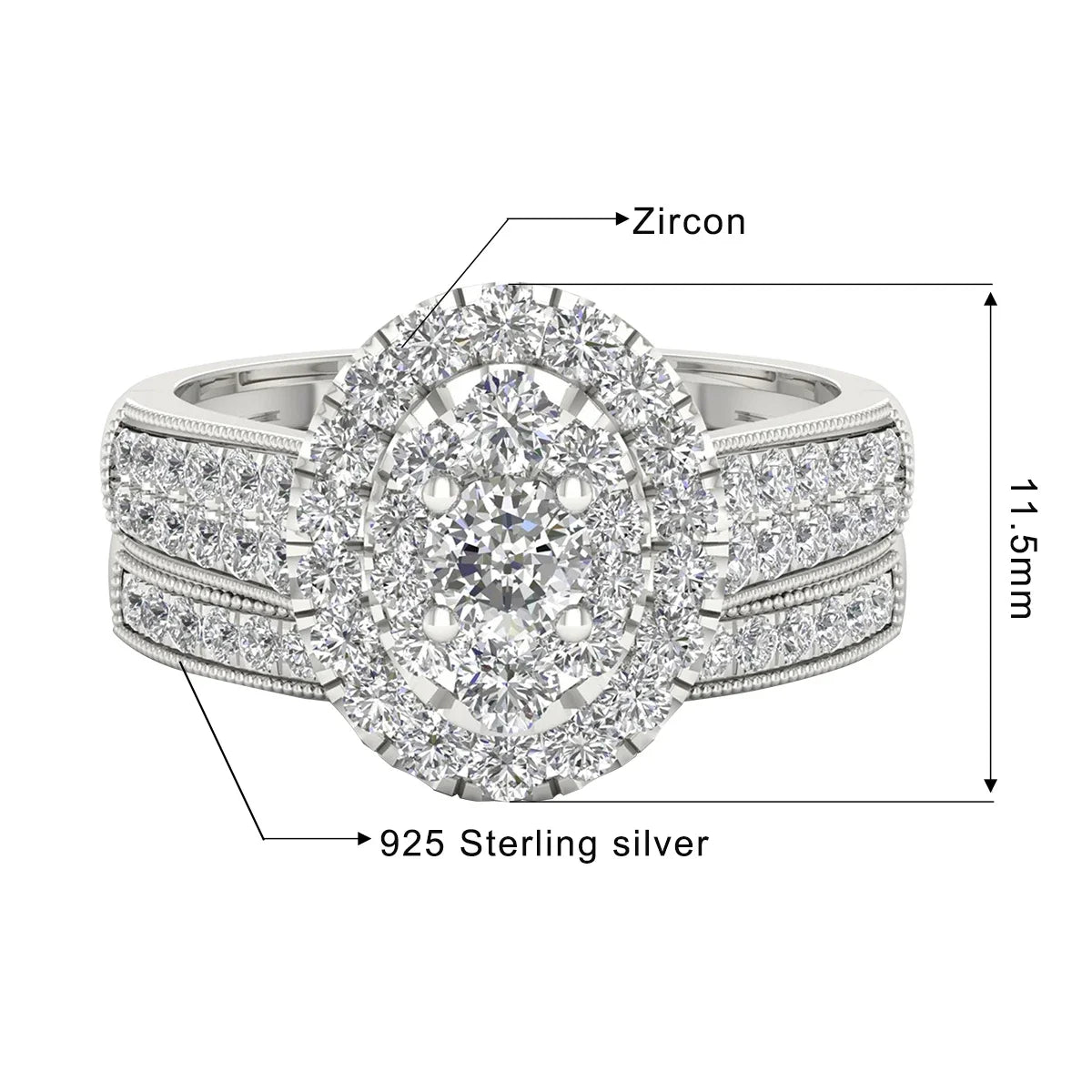 Luxury Fancy Engagement Moissanite Rings 2 Piece Solid Sterling Silver 925 Wedding Jewelry For Woman Diamond Girl Gift Certified