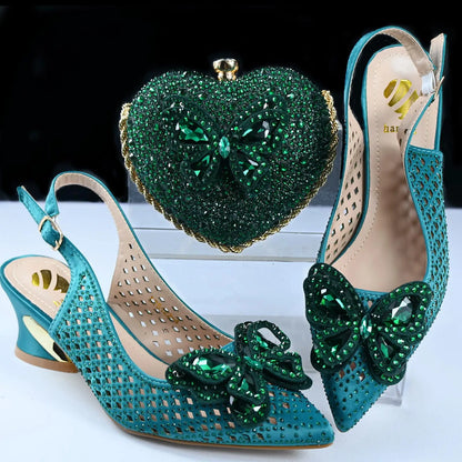Doershow hot selling Shoes and Bags To Match Set Italy Party Pumps Italian Matching Shoe and Bag Set for Party!   SQ1-1
