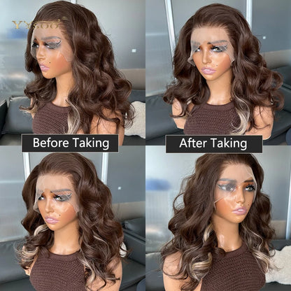 Pre PlucPre Plucked Hairline Glueless Heat Resistant Natural Wavy Future Fiber Synthetic Lacefront Wigs for Blakc Womens Daily