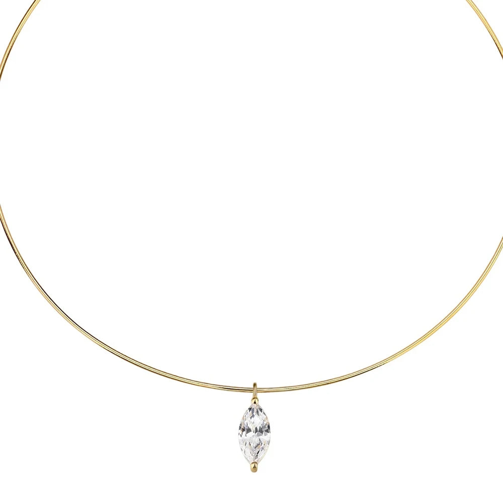 3carat Solitaire Marquise Cut Moissanite Hard Necklace for Women Eye Shape Sparkling Diamond Pendant Neck Chain with Certificate