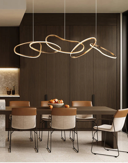 Modern Rose Gold LED Chandeliers Ligthing Nordic Lustre Home Decor Circle Rings Chandelier Hanging Pendant Lights Fixtures