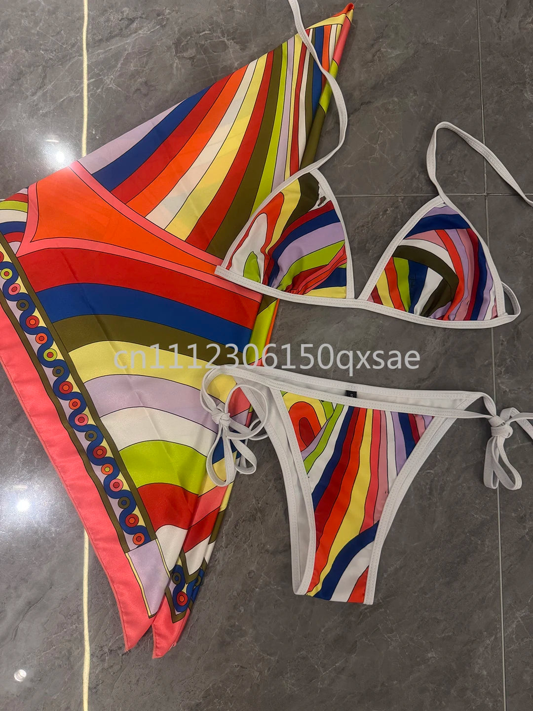 Classic Design Women's Headband Swimsuits with Letter Signature Logo Designer Brand Lady Sexy Scarf Swimsuits Beachwear