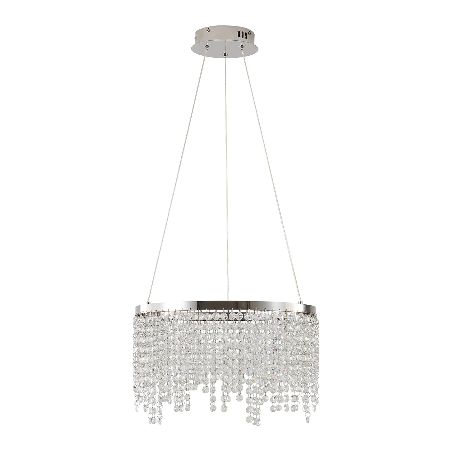 16-inch Luxury Crystal LED Chandelier - Adjustable Height and Color Temperature (3000K-6000K) -Modern Chandelier for Living Room