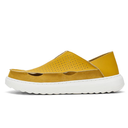 Mens Sandals Summer Handmade Leather Daily Wear Fashionable Walking Shoes Breathable Odor Proof Casual Loafers Plus Size Male