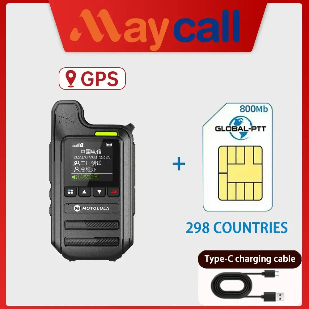 Motolola C65 4G LTE Digital Cluster POC Walkie Talkie Dual SIM Card 5000km Long Range 1500mAh Battery IPX-1 Water Resistant