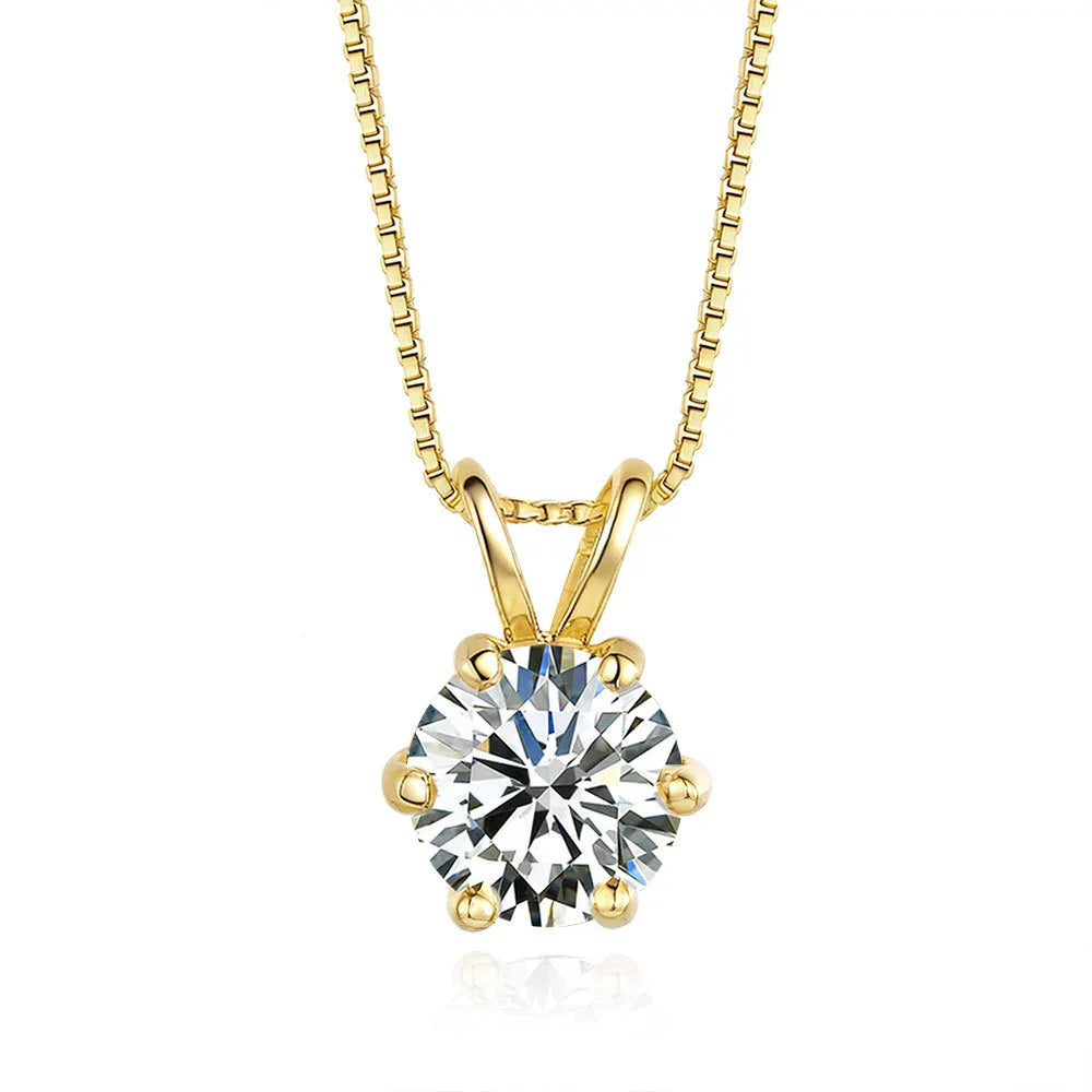 TY 1ct Moissanite Pendant Necklaces S925 Sterling Silver Solitaire Necklace Chains For Women Fine Jewellry Gifts
