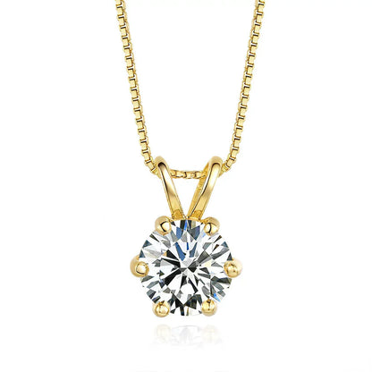 TY 1ct Moissanite Pendant Necklaces S925 Sterling Silver Solitaire Necklace Chains For Women Fine Jewellry Gifts