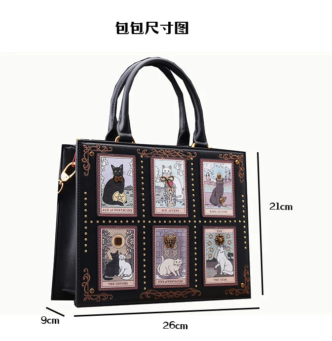 Vintage and Luxury Designer Bag with Delicate Embroidery Cat Printing Women Popular and Fashionable Tote Bag with Large Capacity