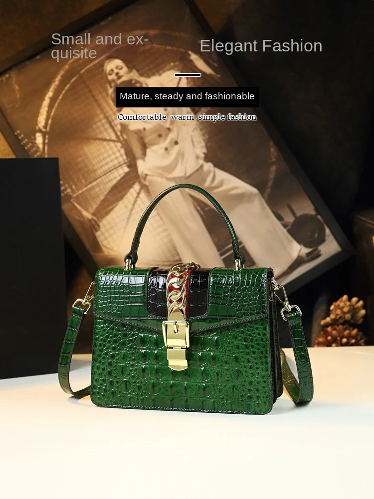 Luxury Fashion Brand Women's Handbags Genuine Leather Shoulder Crossbody Bag Crocodile Small Hard Square Portable Messenger Bags