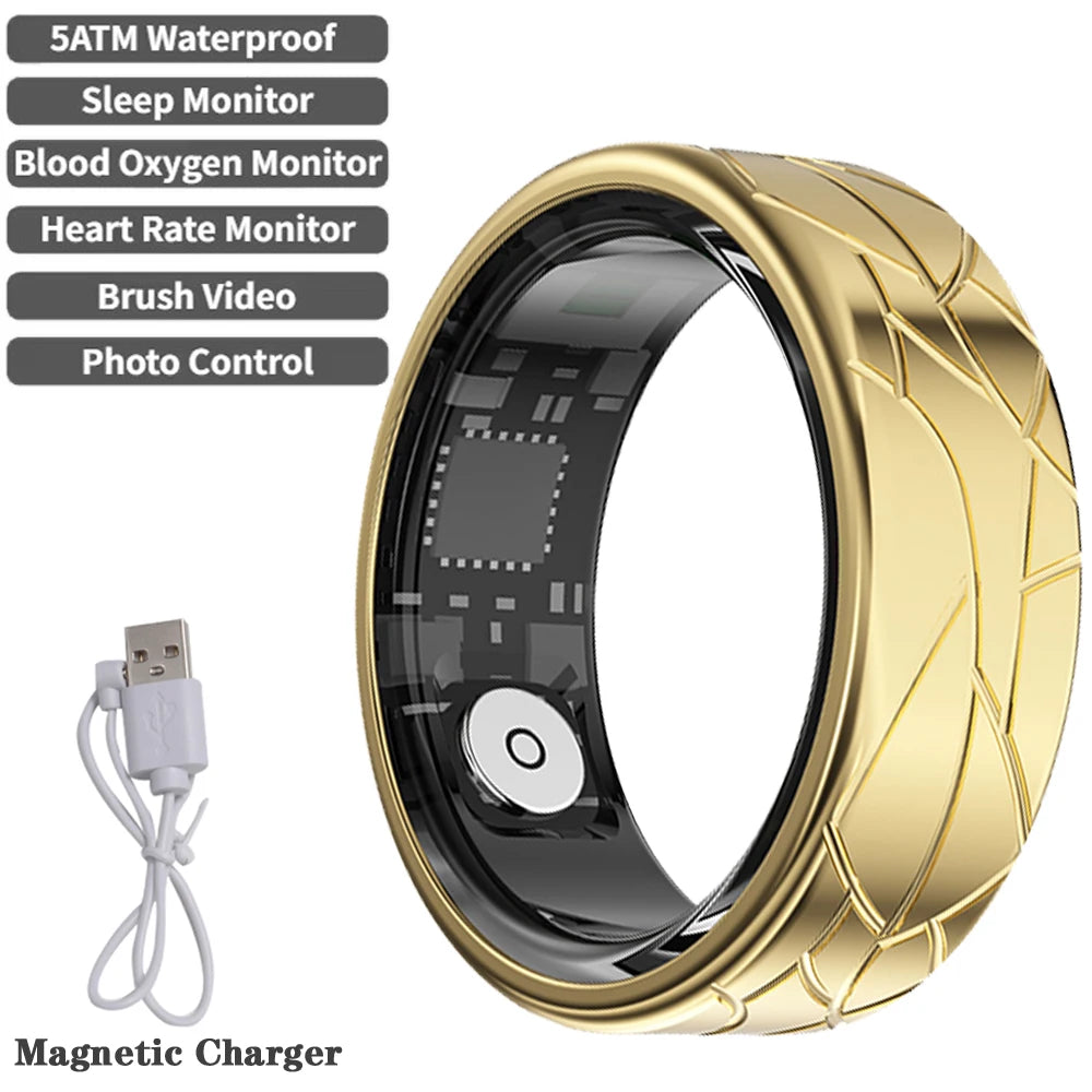 2026 Smart Ring Health and Sleep Tracker Heart Rate Blood Oxygen Monitor Brush Video 5ATM Waterproof Multi Sports Men Women Ring