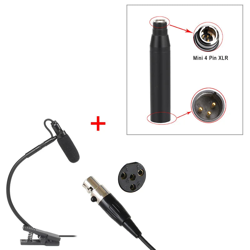 3 Pin 4 PIN Mini XLR Saxophone Microphone Supercardioid 3.5mm Trumpet Music Wind Instrument Sax Mic Horn IM-20