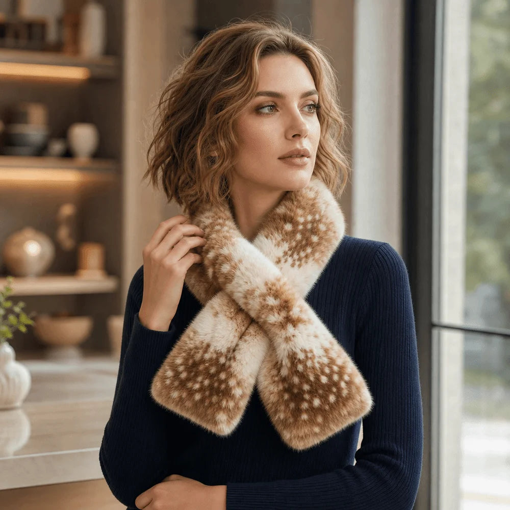 Fashion Fake Mink Fur Cross Scarf Double-sided Thick Warm Neck Warmer Solid Soft Neck Scarf Winter Accessory