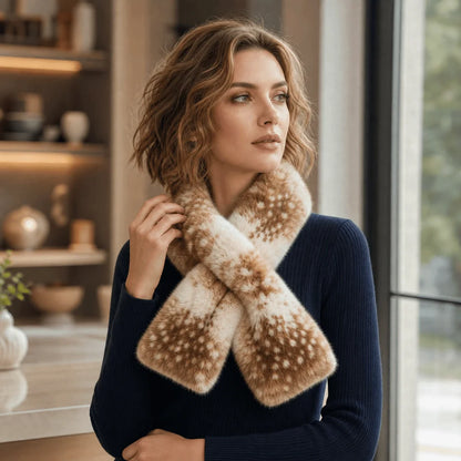 Fashion Fake Mink Fur Cross Scarf Double-sided Thick Warm Neck Warmer Solid Soft Neck Scarf Winter Accessory