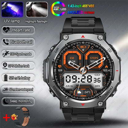 2026 New Military Active Edge Smart Watch Men 10ATM Waterproof GPS Motion Track 100+Sport Modes Heart Rate HD BT Call Smartwatch