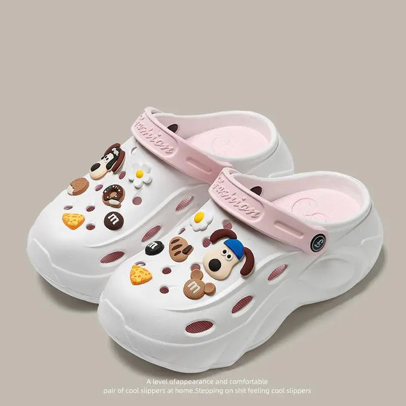 Luxury DIY Pearl Chain Non Slip Clogs Women Summer 2026 Comfort Platform Slip On Sandals EVA Thick Bottom Outdoor Slippers Shoes
