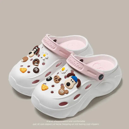 Luxury DIY Pearl Chain Non Slip Clogs Women Summer 2026 Comfort Platform Slip On Sandals EVA Thick Bottom Outdoor Slippers Shoes