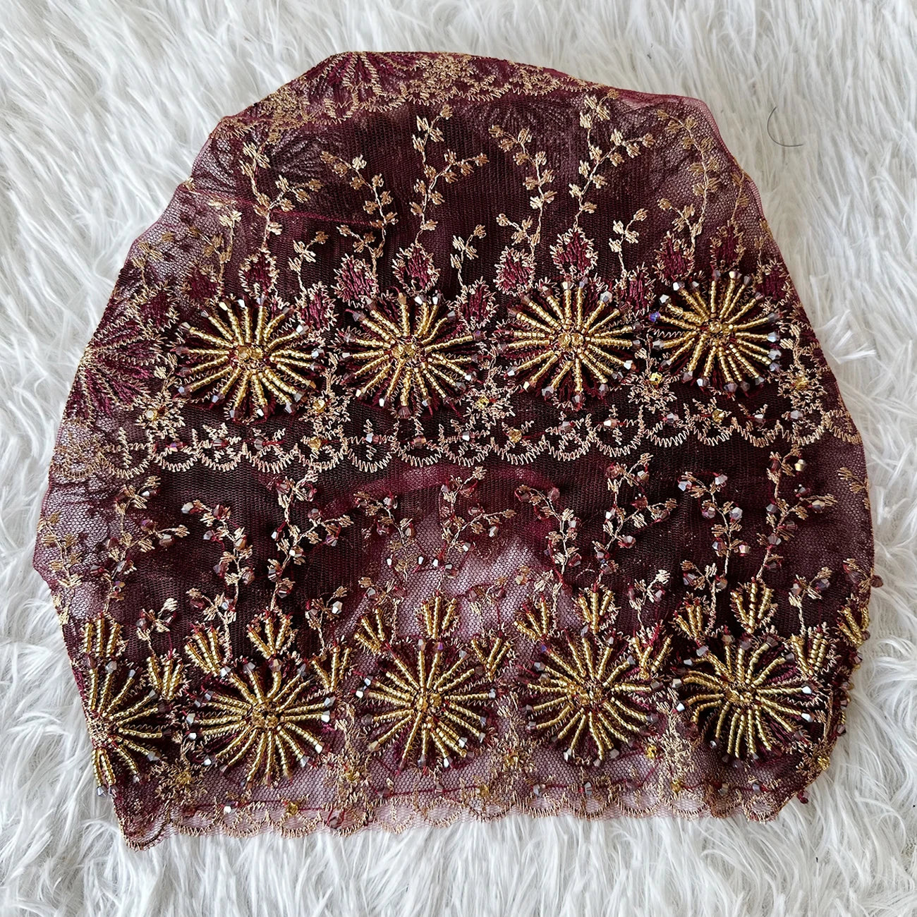 High Quality Lace handcrafted Beaded Turban Hat Female Head Wraps Caps Muslim Women Headscarf Bonnet Ready to Wear Inner Hijabs